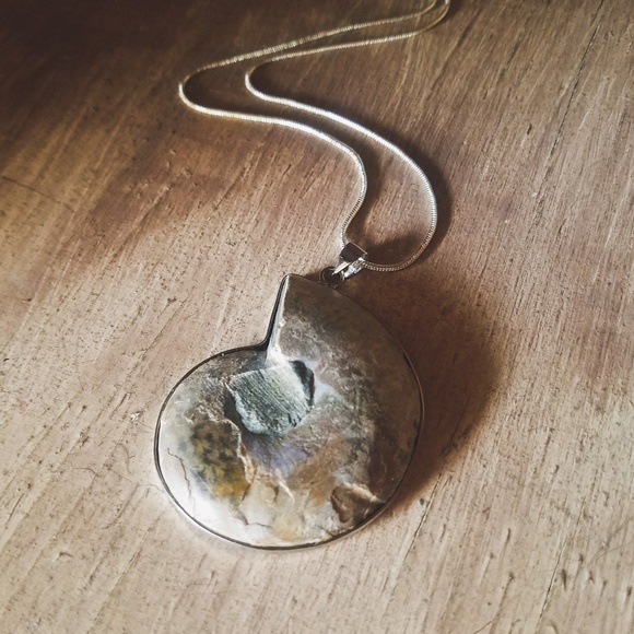 "Regal Revelry"- Silver Ammonite Fossil Necklace - Picture 4 of 6